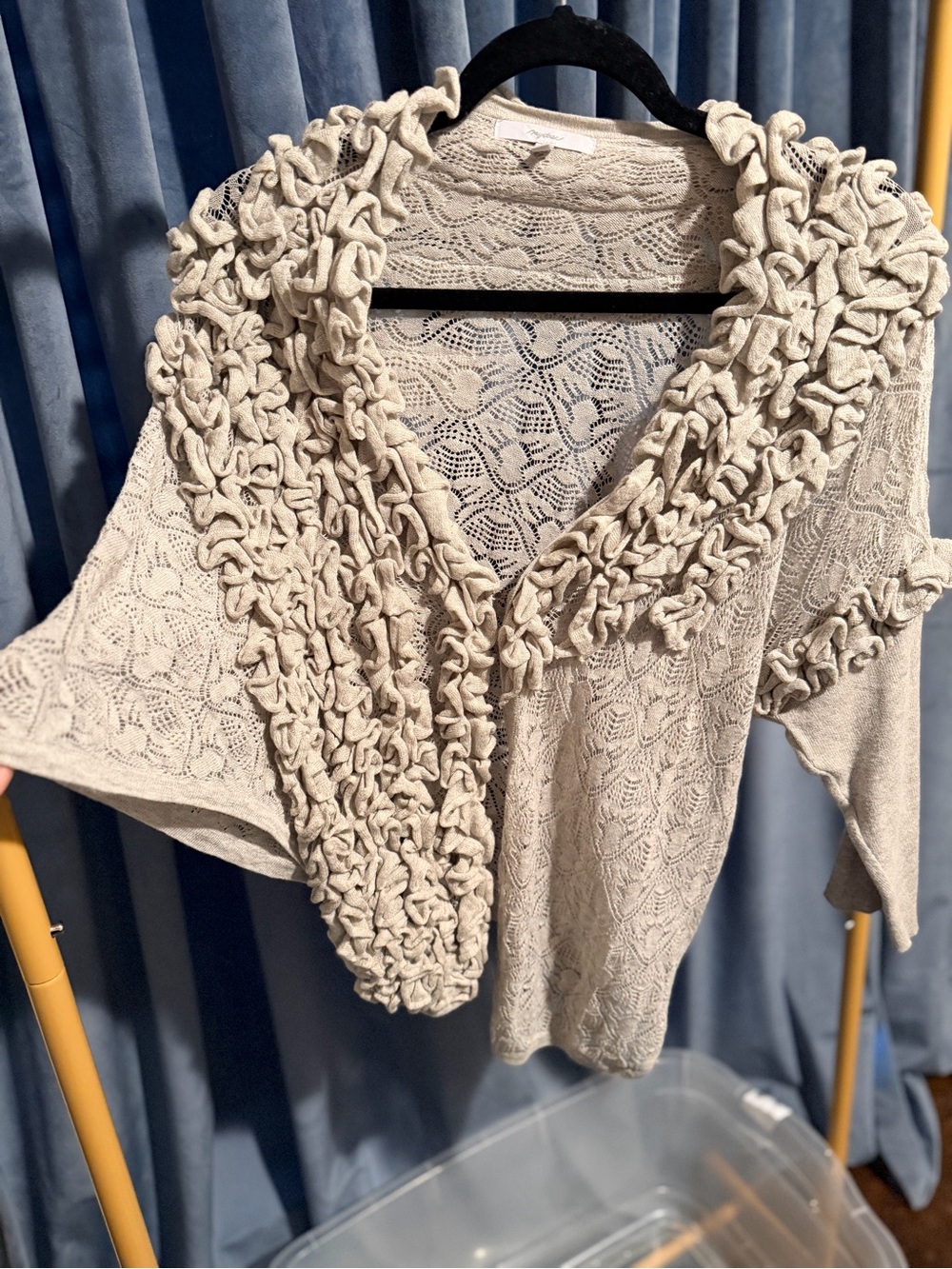 Mystree Light Grey Crochet-Detail Women's Sweater